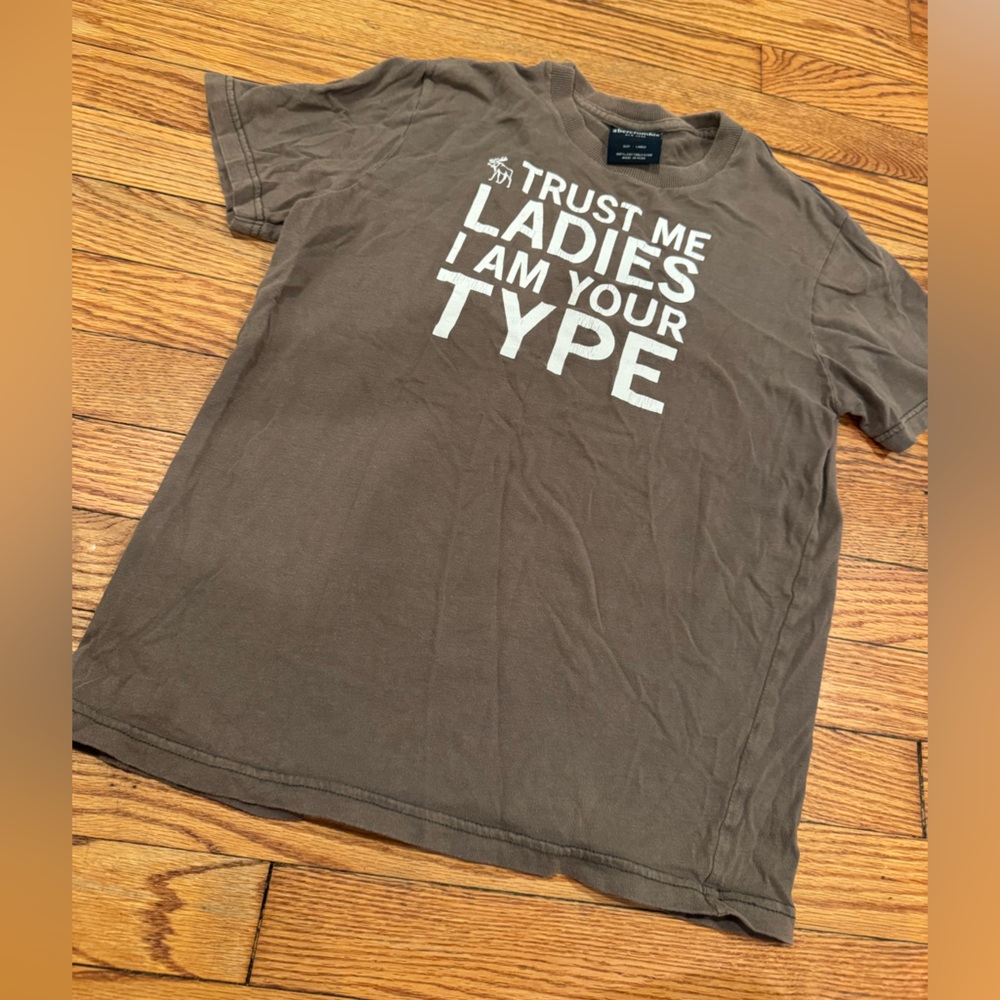 Abercrombie Kids Brown Tee with White Text